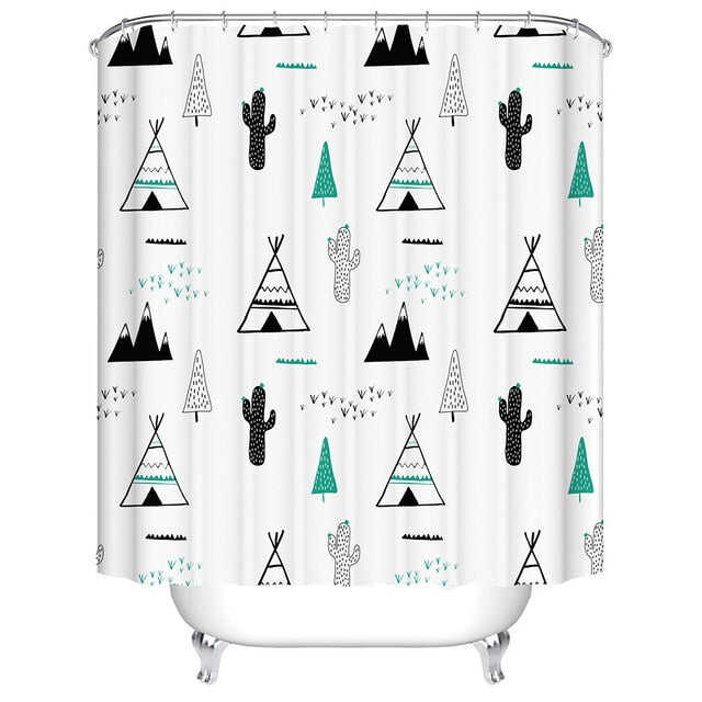 Urijk 1PC Flower Waterproof Shower Curtains for Bath Fabric Liner Solid Bathroom Curtains Shower Curtains With 12 Hooks