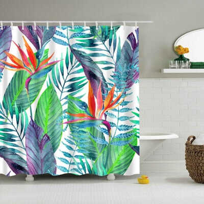 Natural Pattern Pineapple/ Flower / Leaf Polyester Shower Curtains Washable High Quality Colorful curtains for bathroom shower