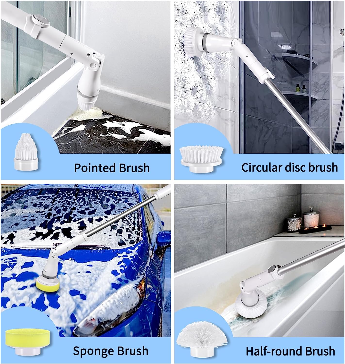 Electric Spin Scrubber, Cordless Shower Cleaning Brush, Power Scrubber Electric Cleaning Brush for Bathroom, Toilet Bowl, Tile Floors and Tub, Cleaning Tool Kits Handheld Household Cleaner Supplier
