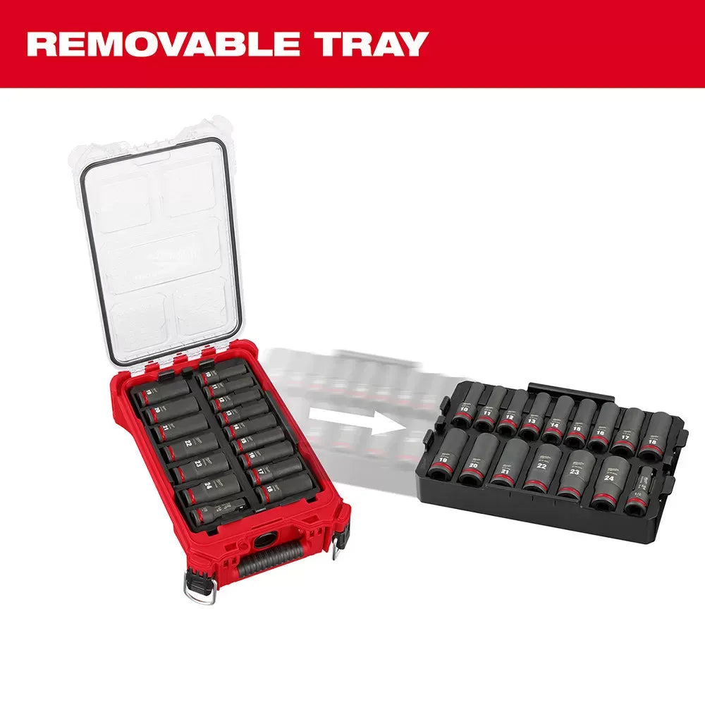 Milwaukee Pre-Sale 49-66-6803 SHOCKWAVE 1/2” Impact Duty Socket MM PACKOUT Set - 16 PC