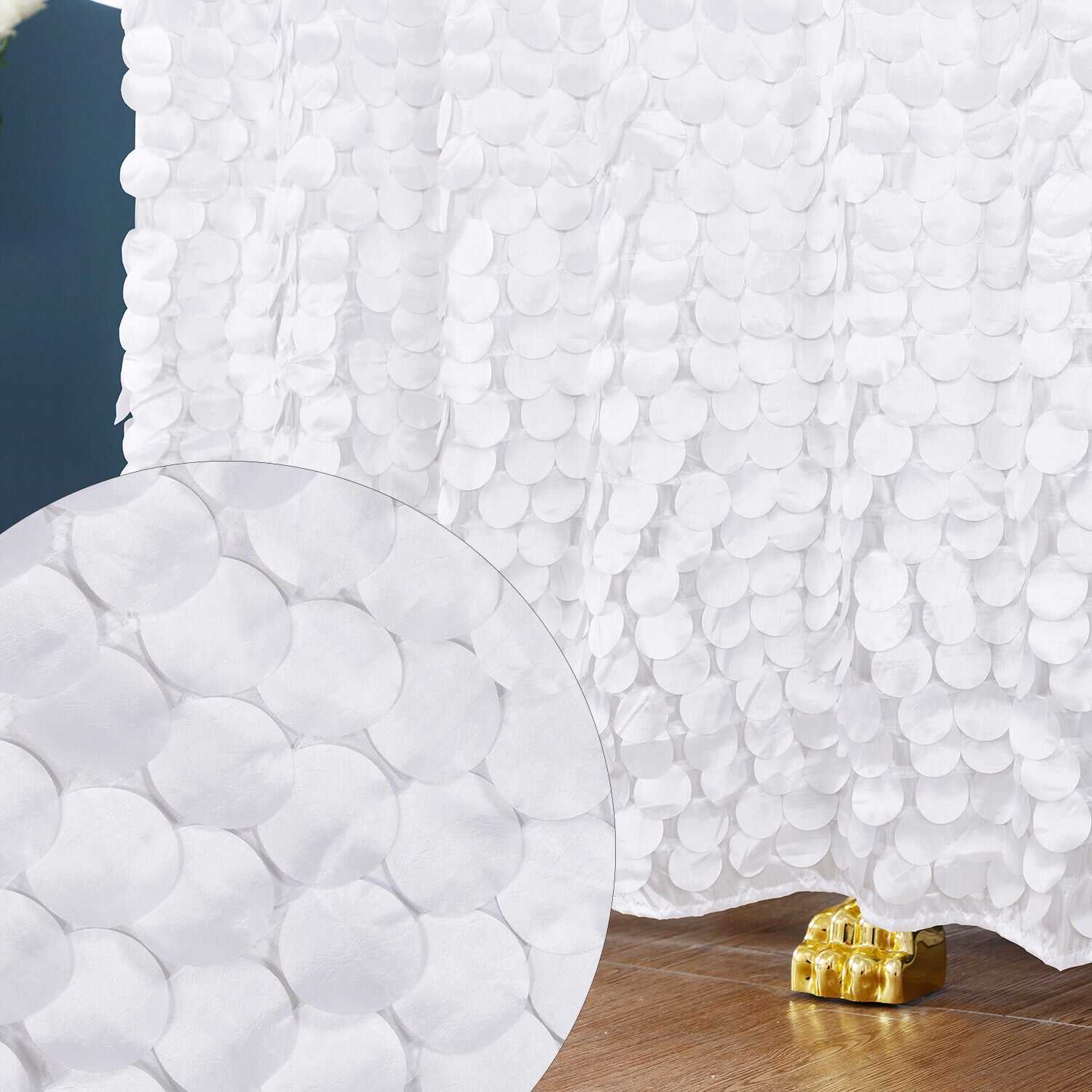 Modern Cute Decorative Shower Curtain - Textured Shimmer Circle Design Bathroom, 72” x 72”