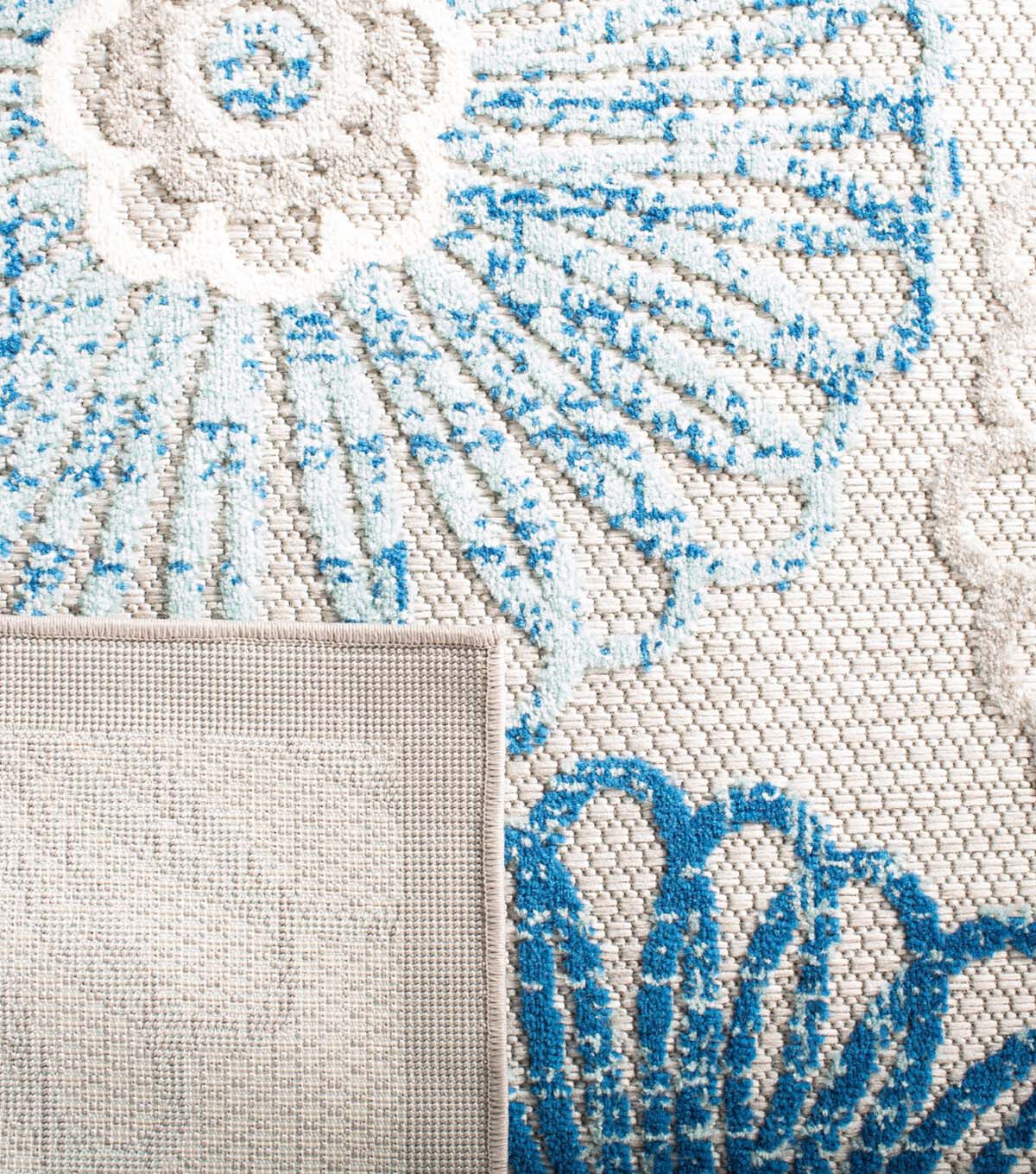 Safavieh Cabana CBN801 2' X 6' Gray & Blue Outdoor Rug