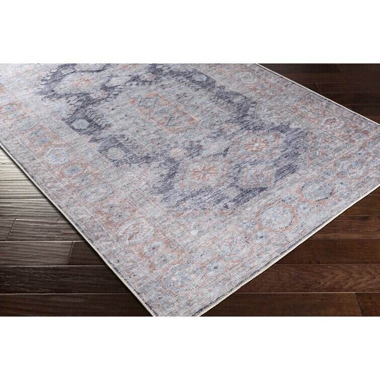 Marica Chenille Dark Blue/Ink Blue/Orange/Medium Gray/Light Blue/Light Gray/Tan Rug