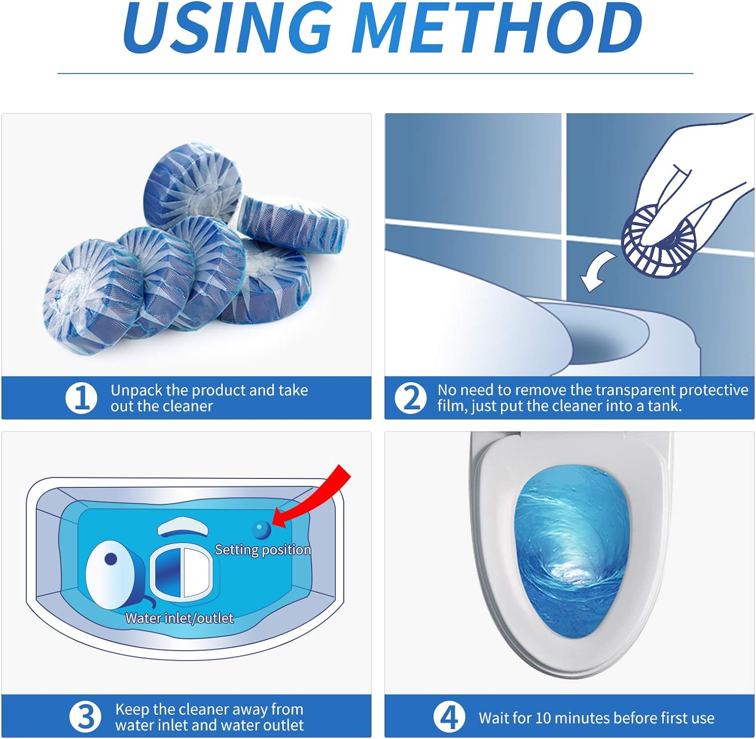 Vacplus Automatic Toilet Bowl Cleaner Tablets, Bathroom Toilet Tank Cleaner (12 PACK), VA-T165