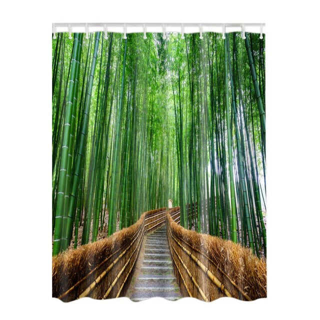 Bamboo Forest /Colorful Tree / Deer / Vessel / Stone Waterproof Shower Curtains Bathroom Creative Polyester Bath Curtain