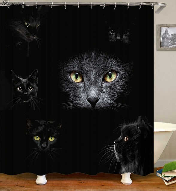 Cat Bath Shower Curtain Funny Star Space Waterproof Cat shower curtains bathroom curtain Fabric Bathroom Curtains For Bathroom