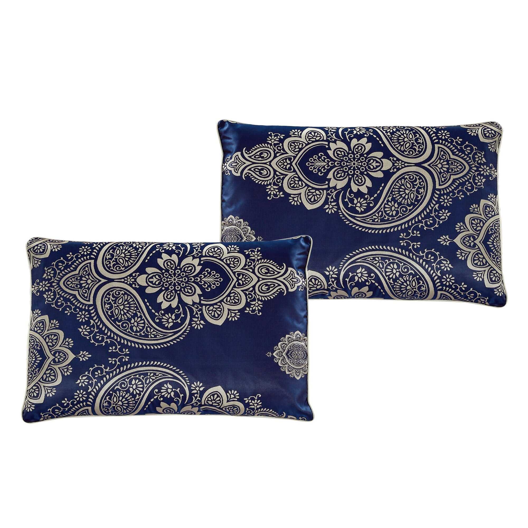 7 Piece Luxurious Navy Blue Jacquard Comforters Bed in a Bag Queen King Bedding Set