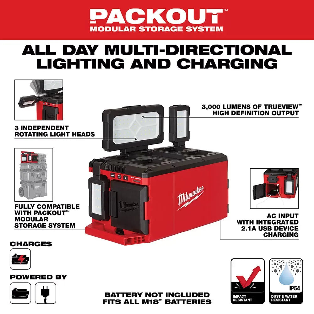 Milwaukee Pre-Sale Pre-Sale 2357-20 M18 18V PACKOUT 3000 Lumen Multi-Directional Light/Charger