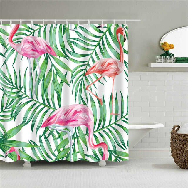 Nordic Pictures Polyester Waterproof Shower Curtains High Quality Animals Flamingo Shower Curtain In The Bathroom