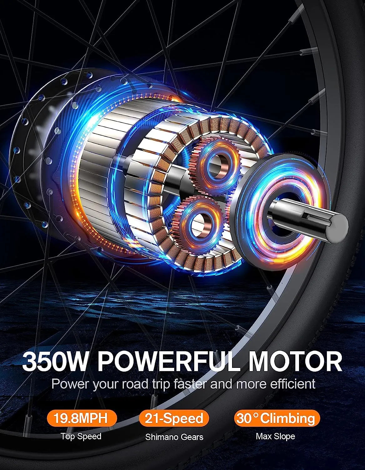 Electric Bike, Electric Bike for Adults 26'' Ebike with 350W Motor, 19.8MPH Electric Mountain Bike with Lockable Suspension Fork, Removable 36V/10.4Ah Battery, Professional 21 Speed Gears