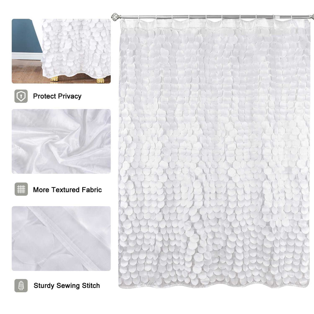 Modern Cute Decorative Shower Curtain - Textured Shimmer Circle Design Bathroom, 72” x 72”