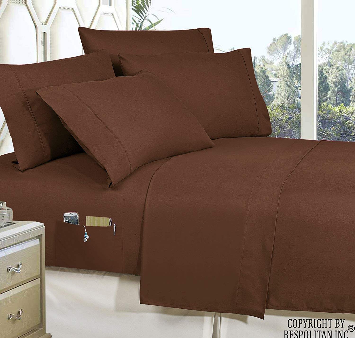 Luxury 8 pcs Bed-in-a-Bag Silky Soft Complete Comforter Set Double Sided Pockets