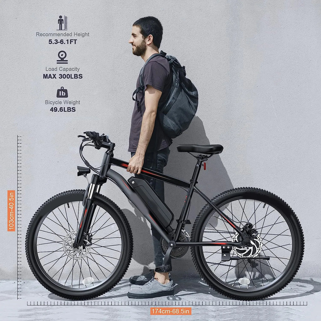 Electric Bike, Electric Bike for Adults 27.5'' E-Bikes with 500W Motor, 21.6MPH Mountain Bike with Lockable Suspension Fork, Removable Battery, Professional 21 Speed Gears Bicycle