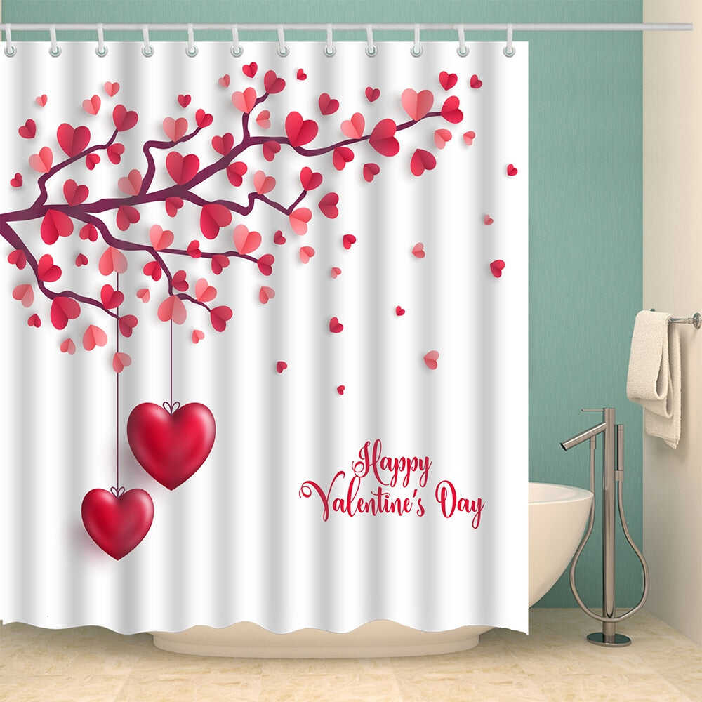 Urijk 1PC Flower Waterproof Shower Curtains for Bath Fabric Liner Solid Bathroom Curtains Shower Curtains With 12 Hooks