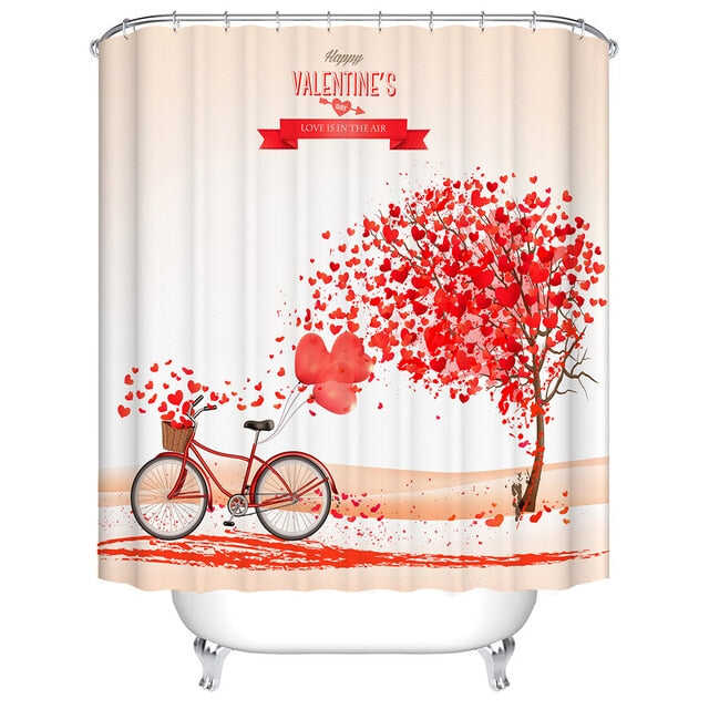Urijk 1PC Flower Waterproof Shower Curtains for Bath Fabric Liner Solid Bathroom Curtains Shower Curtains With 12 Hooks