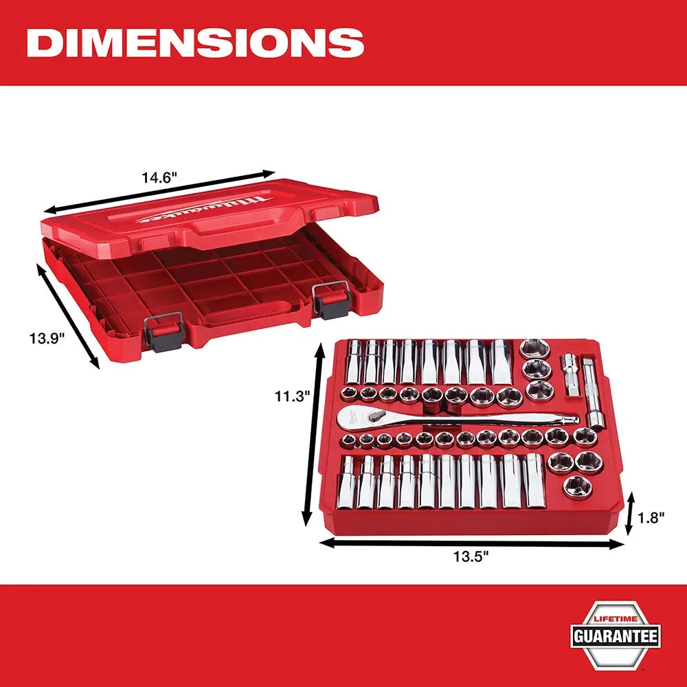 Milwaukee 48-22-90P 3/8" - 1/2" Heavy Duty Ratchets w/ Socket Sets - 103 PC