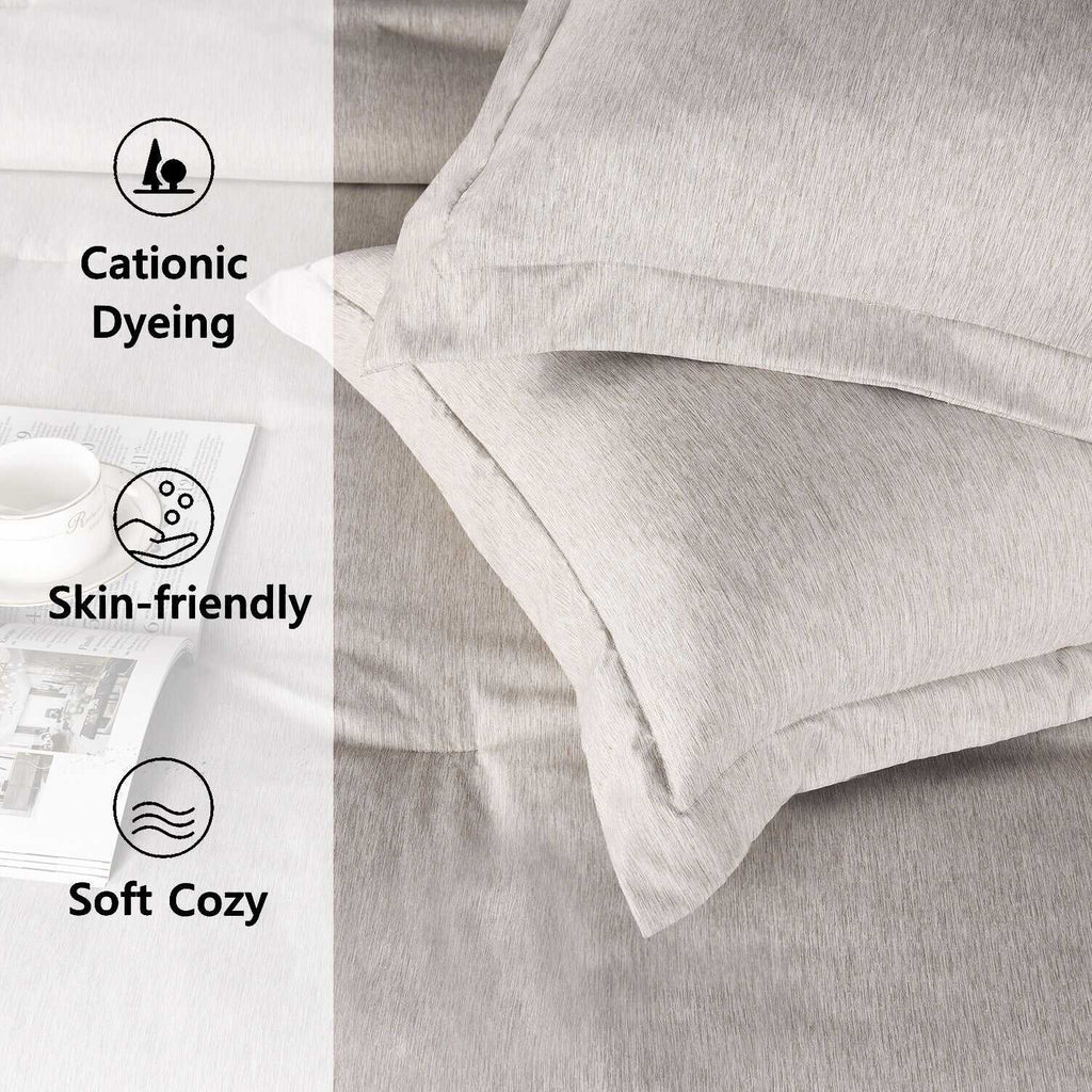 3 Piece Chambray Style Comforter Set - Lightweight Denim Cationic Dyeing Bedding Collection(Sheila)