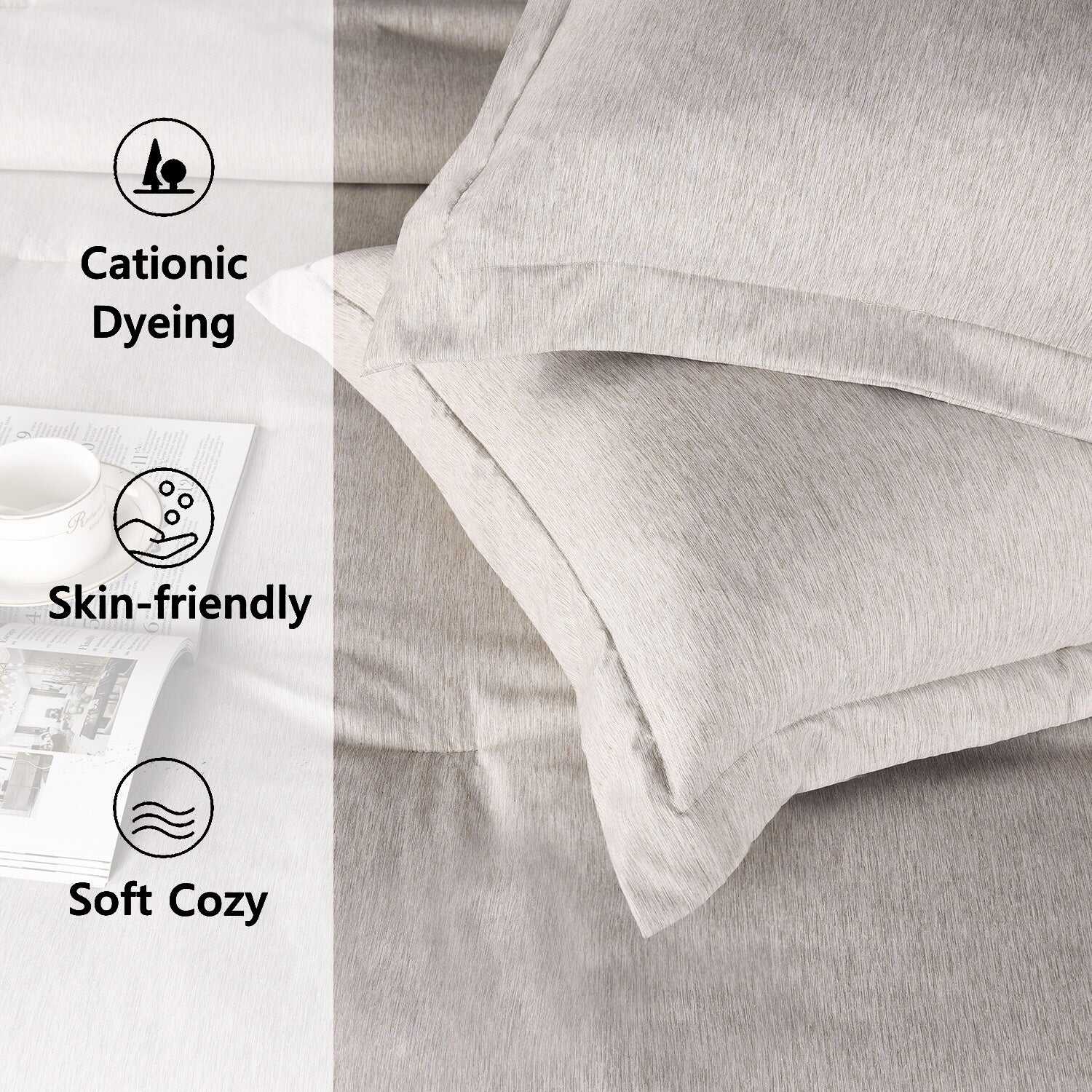 3 Piece Chambray Style Comforter Set - Lightweight Denim Cationic Dyeing Bedding Collection(Sheila)