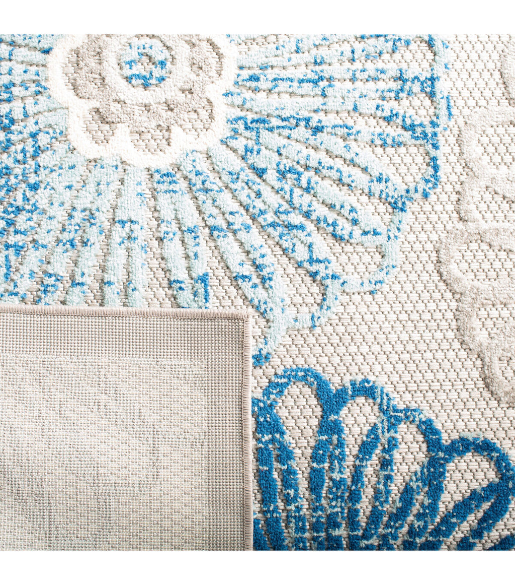 Safavieh Cabana CBN801 3' X 3' Round Gray & Blue Outdoor Rug