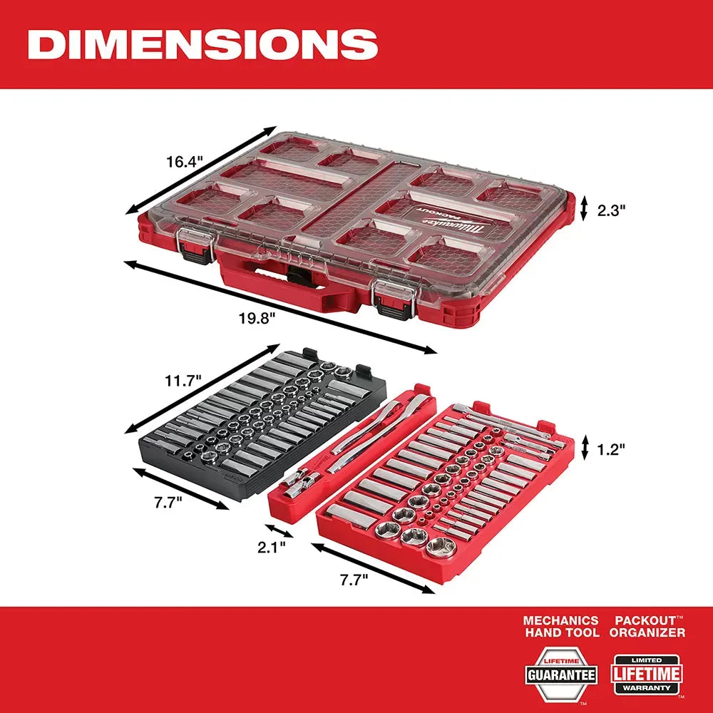 Milwaukee 48-22-9486 1/4"-3/8” Ratchet Socket Set w/ PACKOUT Case - 106pc