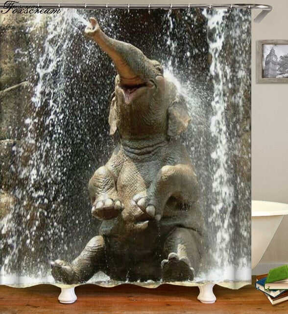 New High Quality Elephant Printing Shower Curtain 3D Polyester Fabric Waterproof Mildewproof Bathroom Curtain
