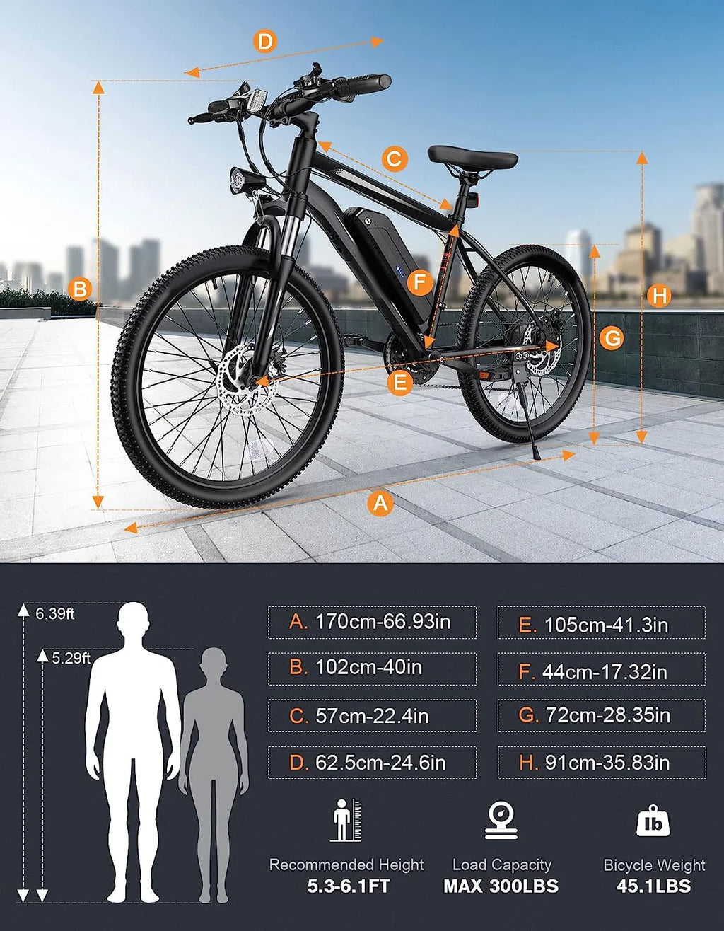 Electric Bike, Electric Bike for Adults 26'' Ebike with 350W Motor, 19.8MPH Electric Mountain Bike with Lockable Suspension Fork, Removable 36V/10.4Ah Battery, Professional 21 Speed Gears