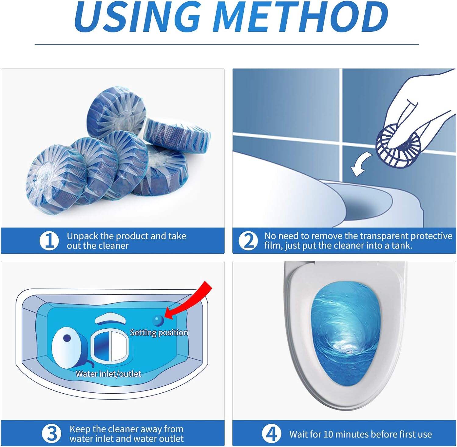 Vacplus Automatic Toilet Bowl Cleaner Tablets, Bathroom Toilet Tank Cleaner (12 PACK), VA-T165