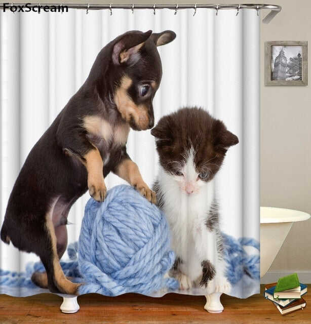 Cat Bath Shower Curtain Funny Star Space Waterproof Cat shower curtains bathroom curtain Fabric Bathroom Curtains For Bathroom