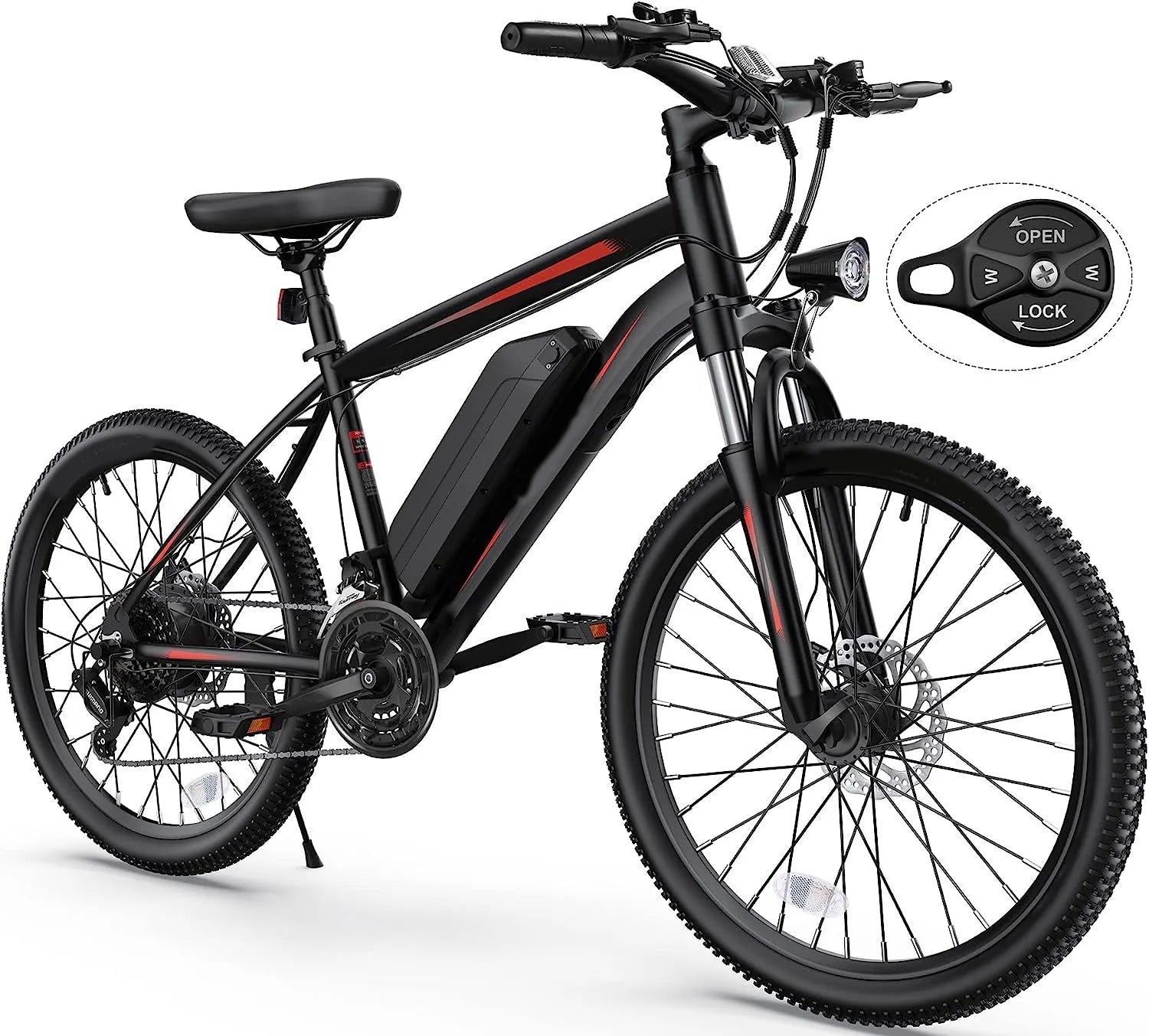 Electric Bike, Electric Bike for Adults 26'' Ebike with 350W Motor, 19.8MPH Electric Mountain Bike with Lockable Suspension Fork, Removable 36V/10.4Ah Battery, Professional 21 Speed Gears