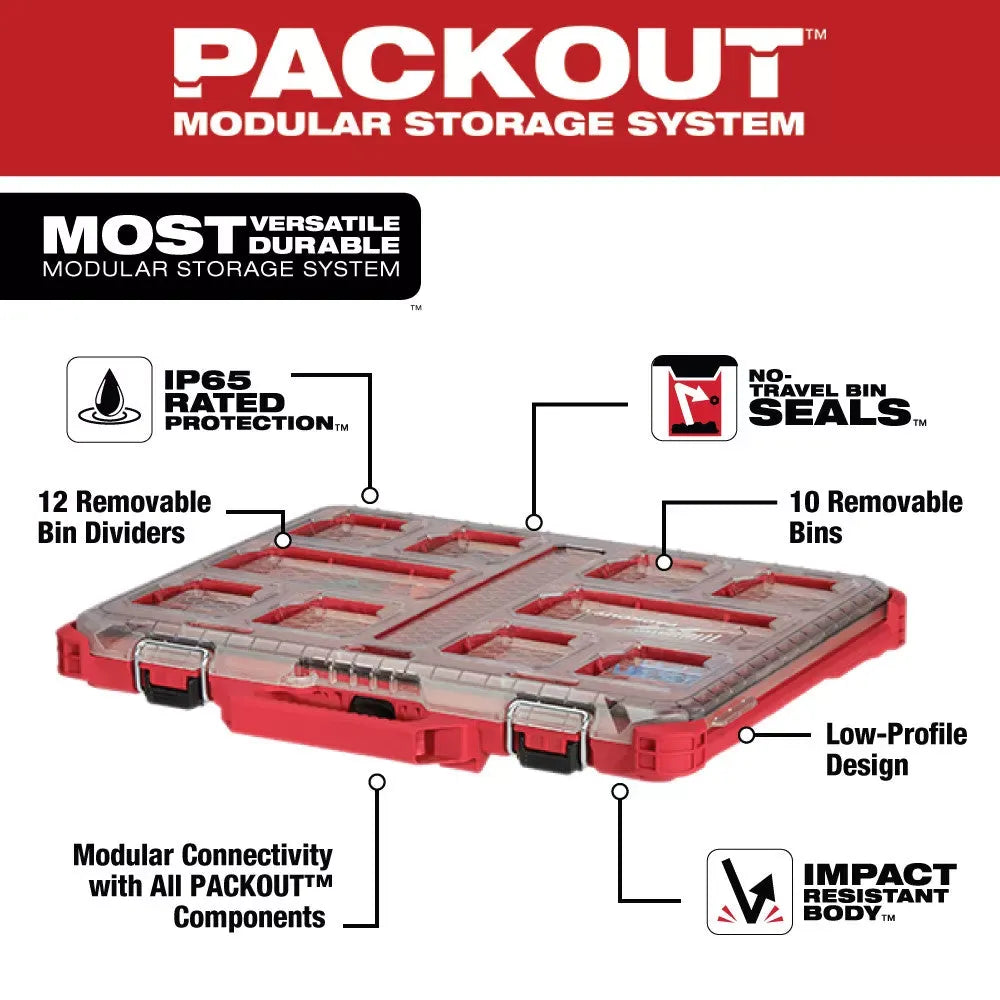 Milwaukee 48-22-8431 10-Compartment Durable PACKOUT Low-Profile Tool Organizer