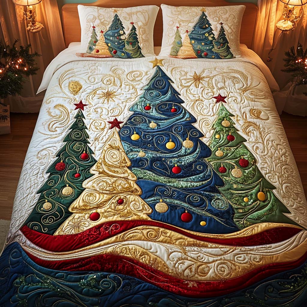 Starlit Holiday Breeze 3-Piece Quilted Bedding Set NCU0NT1910