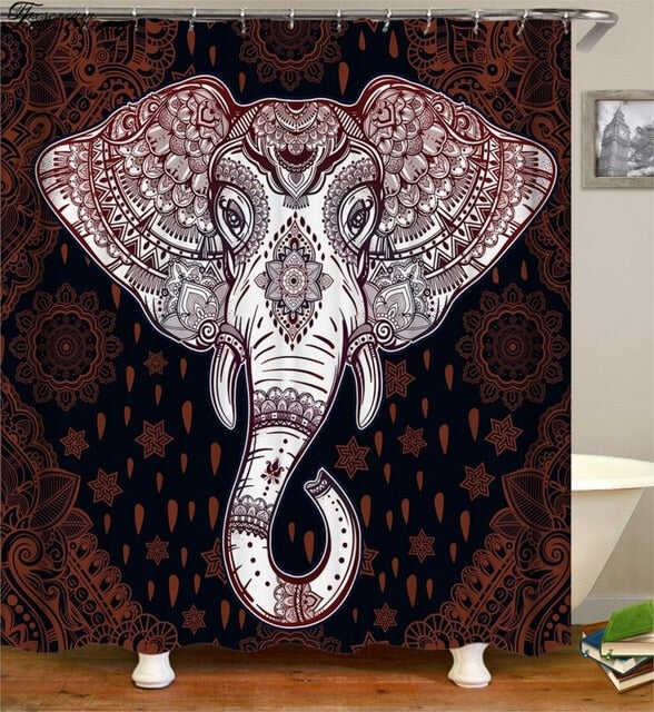 New High Quality Elephant Printing Shower Curtain 3D Polyester Fabric Waterproof Mildewproof Bathroom Curtain