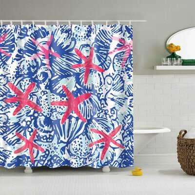Natural Pattern Pineapple/ Flower / Leaf Polyester Shower Curtains Washable High Quality Colorful curtains for bathroom shower