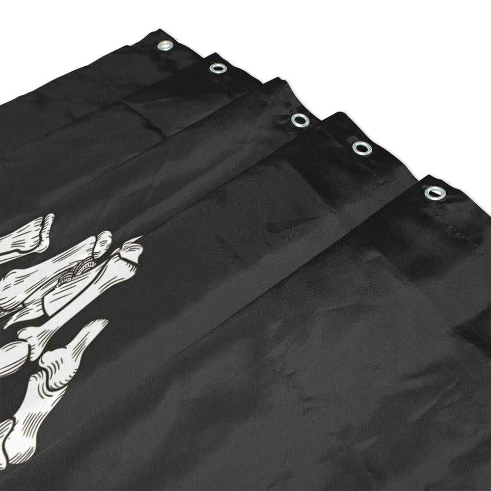 Skull Rock Roll Bathroom Polyester Washable Waterproof 12 Hooks Shower Curtain