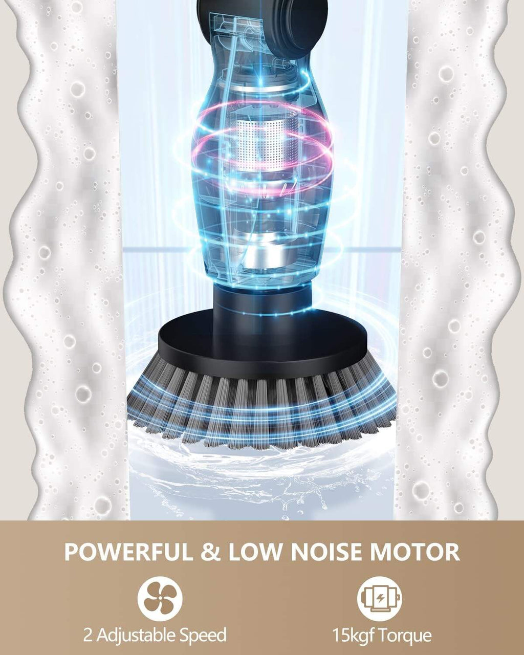 Leebein Electric Spin Scrubber, Cordless Cleaning Brush with 8 Replaceable Brush Heads, Tub and Floor Tile 360 Power Scrubber Dual Speed with Adjustable & Detachable Handle for Bathroom Kitchen Car