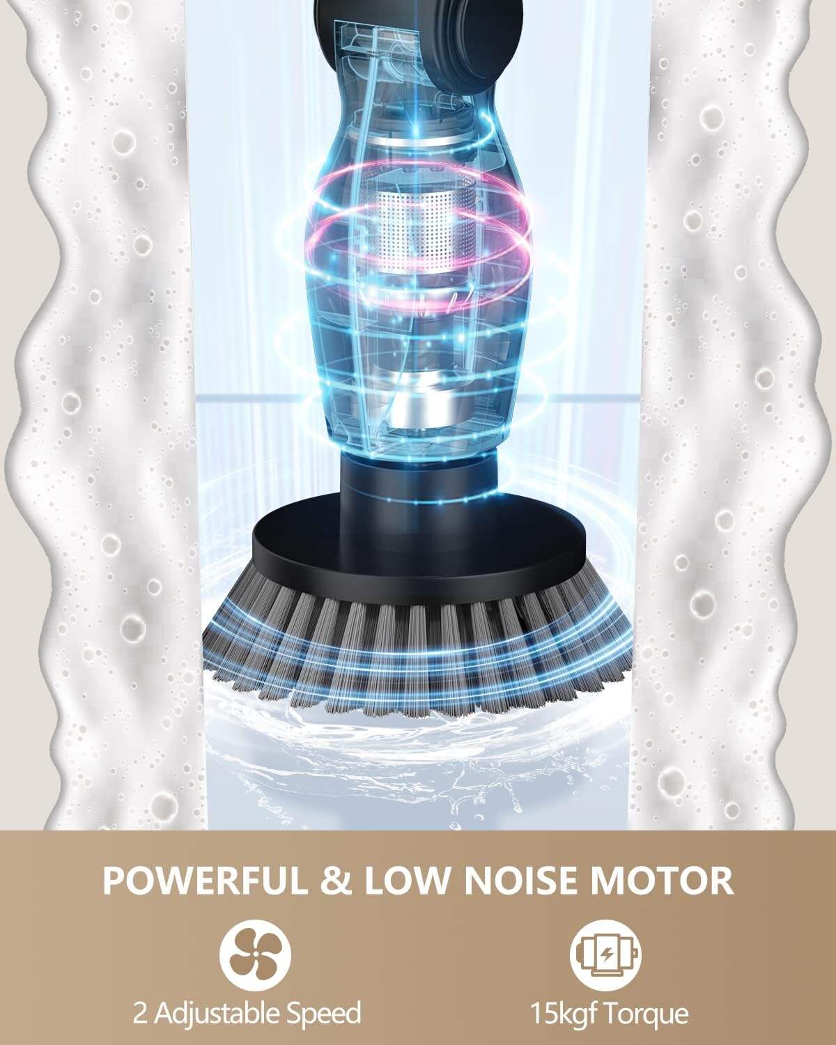 Leebein Electric Spin Scrubber, Cordless Cleaning Brush with 8 Replaceable Brush Heads, Tub and Floor Tile 360 Power Scrubber Dual Speed with Adjustable & Detachable Handle for Bathroom Kitchen Car