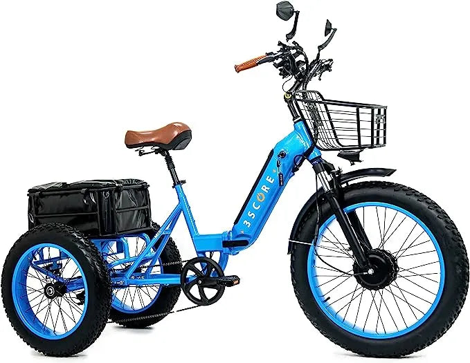 ✨Electric Fat Trike 750W Motor and 48V Lithium Rechargeable Battery – Etrike 24 Inch Fat Tire – Foldable Electric Cruiser Tricycle