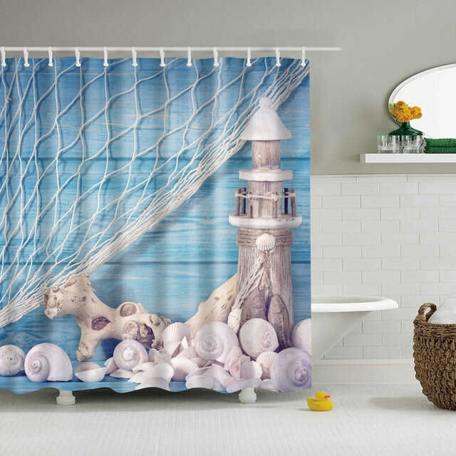 Seaside Scenery 3d Printed Shower Curtains Set Polyester Fabric Waterproof High Quality Bath Curtain Bathroom Screen Curtain