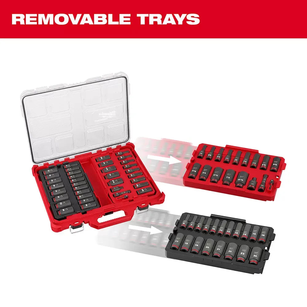 Milwaukee 49-66-6805 SHOCKWAVE 3/8” Impact Duty Socket PACKOUT Set - 36 PC