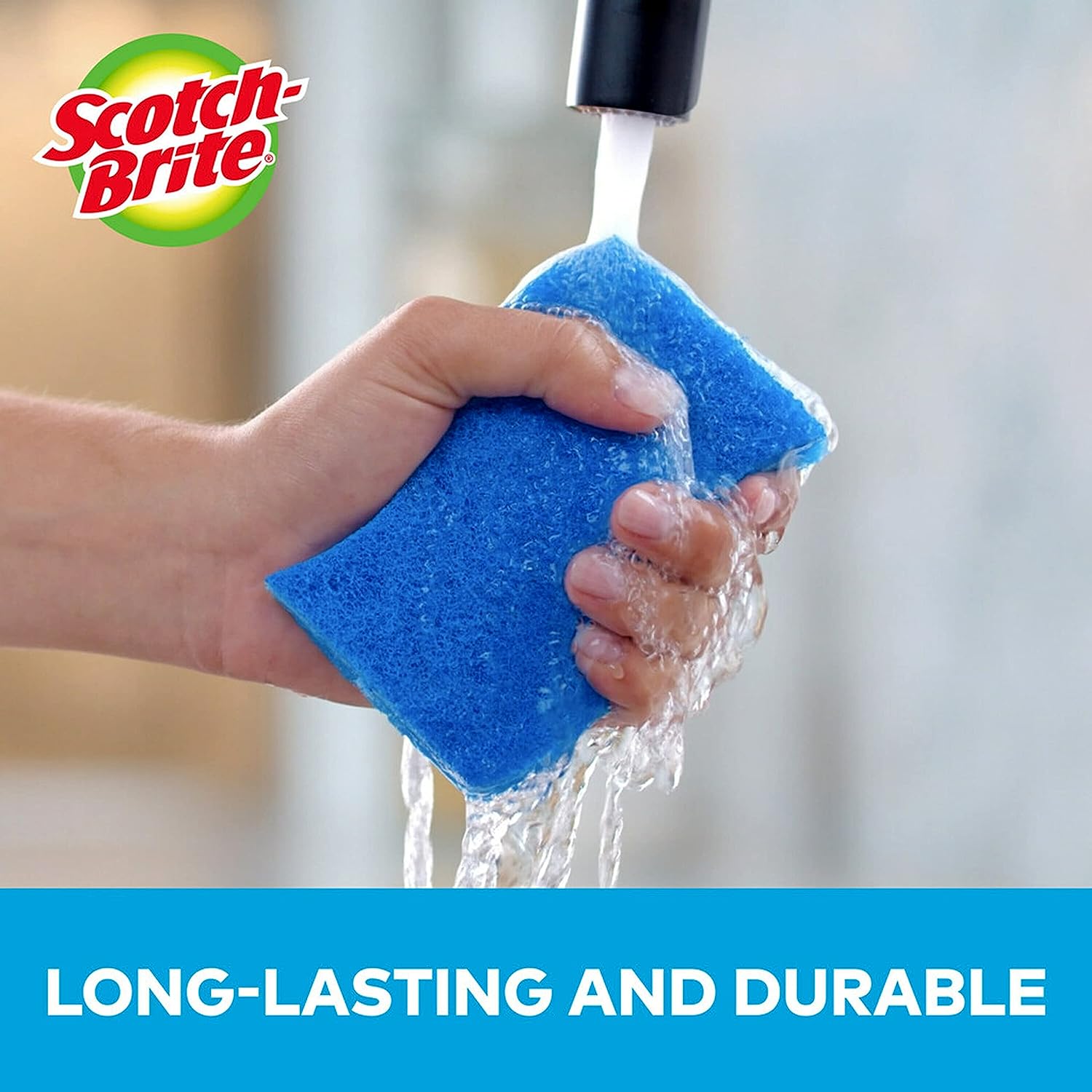 Scotch-Brite Zero Scratch Non-Scratch Scrub Sponges, Sponges for Cleaning Kitchen, Bathroom, and Household, Non-Scratch Sponges Safe for Non-Stick Cookware, 6 Scrubbing Sponges