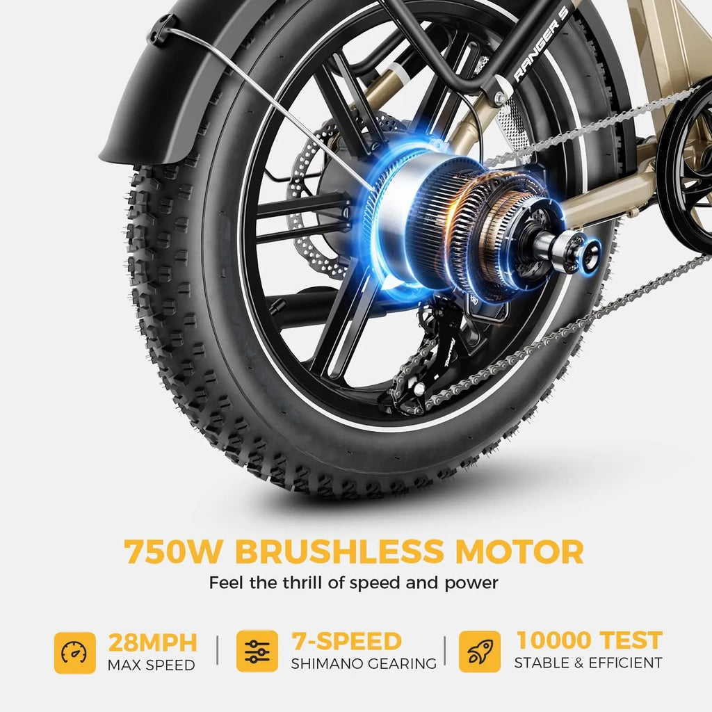 ✨Ranger S Electric Bike for Adults, Foldable 1400W Peak Motor Ebike, 20