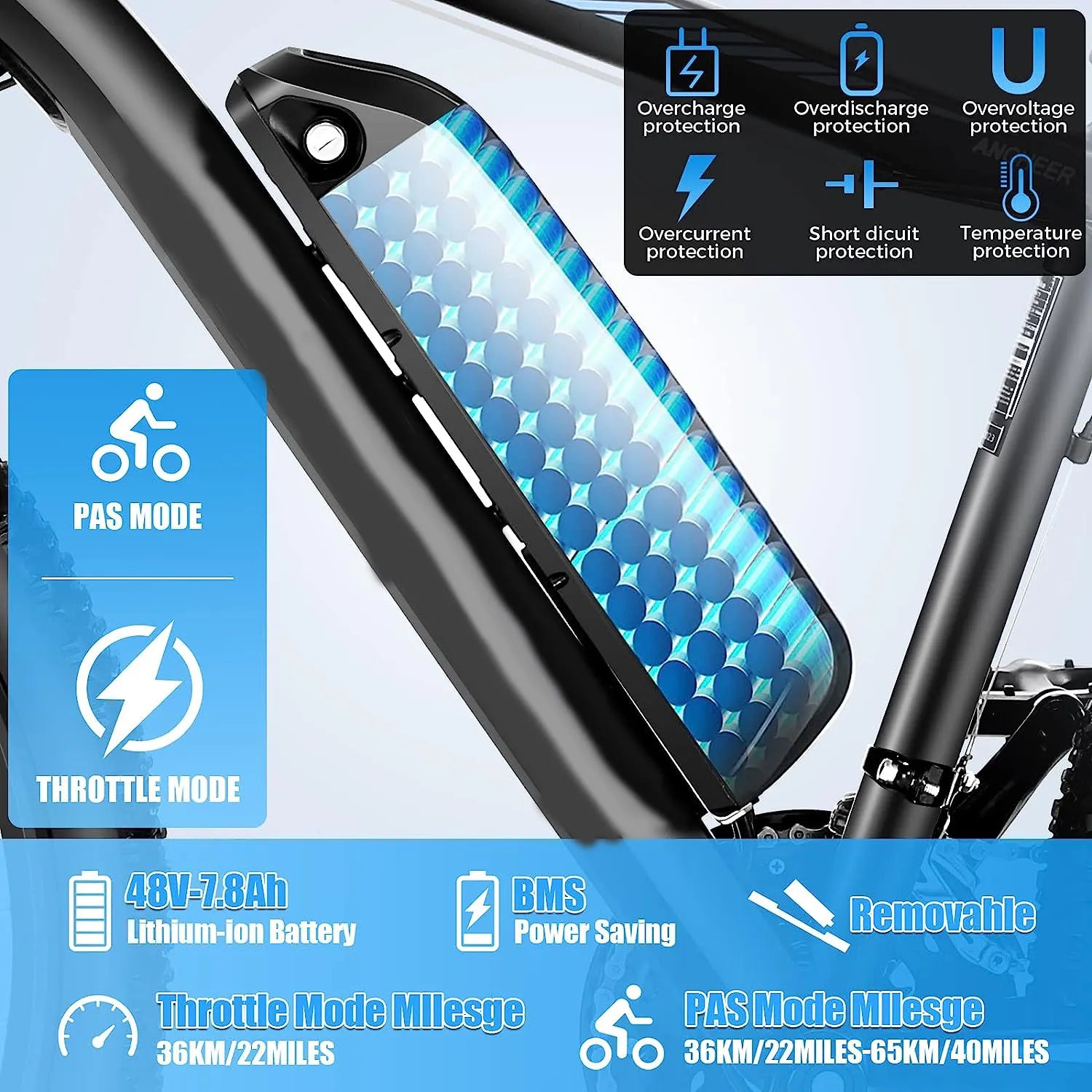 Electric Bike Electric Mountain Bike 500W 26'' Commuter Ebike, 20MPH Adults Electric Bicycle with Removable 48V/374.4Wh Battery, LCD-Display and Professional 21 Speed Gears