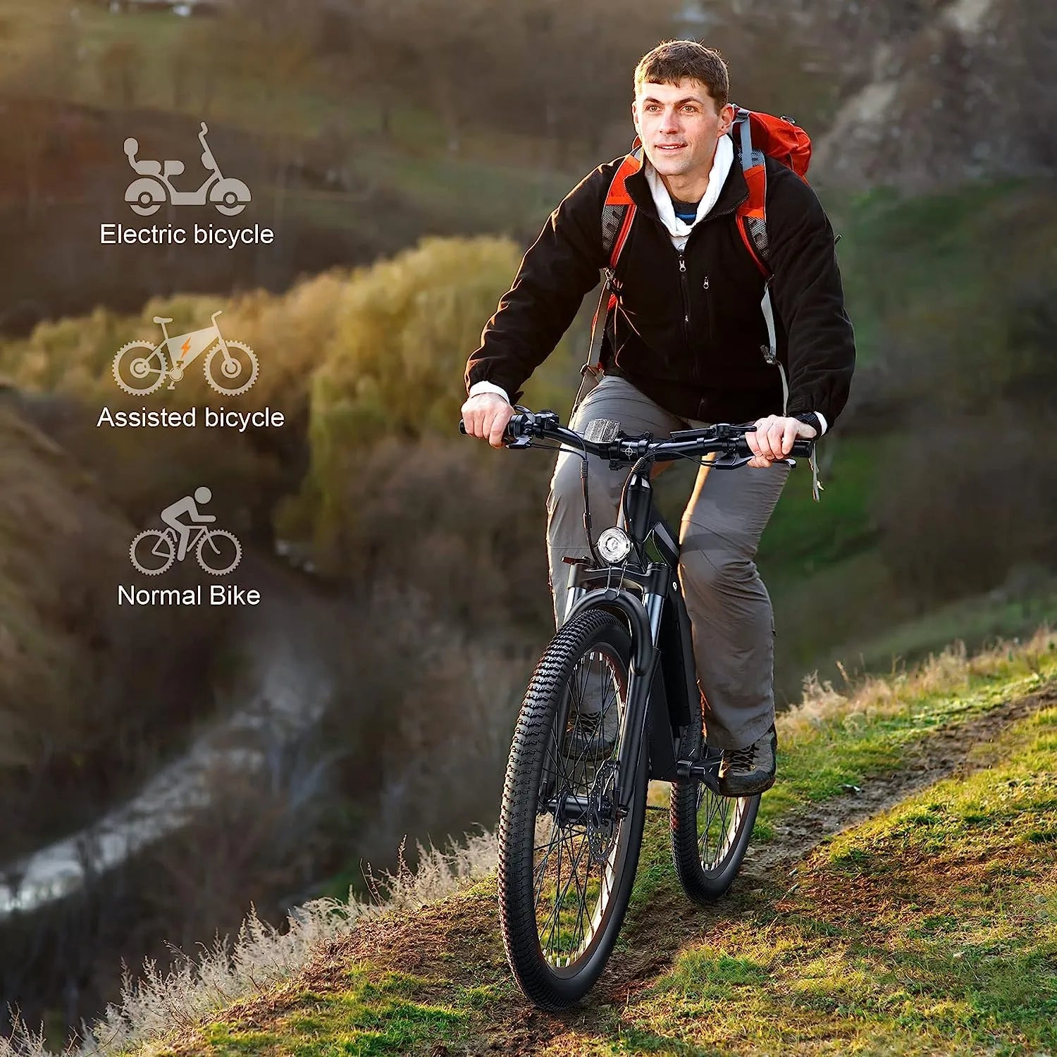 Electric Bike, Electric Bike for Adults 27.5'' E-Bikes with 500W Motor, 21.6MPH Mountain Bike with Lockable Suspension Fork, Removable Battery, Professional 21 Speed Gears Bicycle