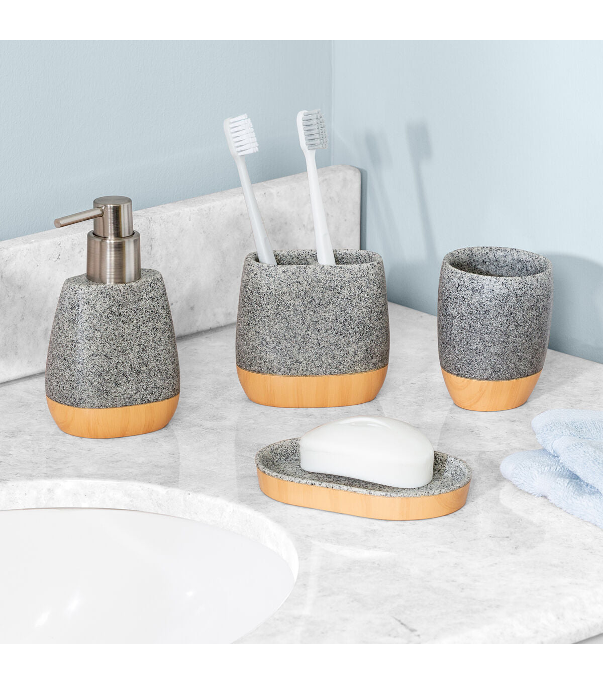 Honey Can Do 4pc Speckled Bathroom Accessory Set