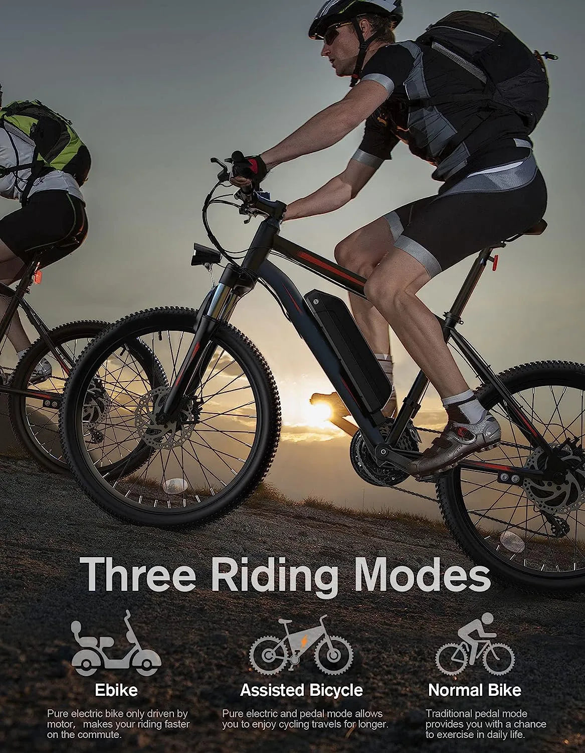 Electric Bike, Electric Bike for Adults 26'' Ebike with 350W Motor, 19.8MPH Electric Mountain Bike with Lockable Suspension Fork, Removable 36V/10.4Ah Battery, Professional 21 Speed Gears