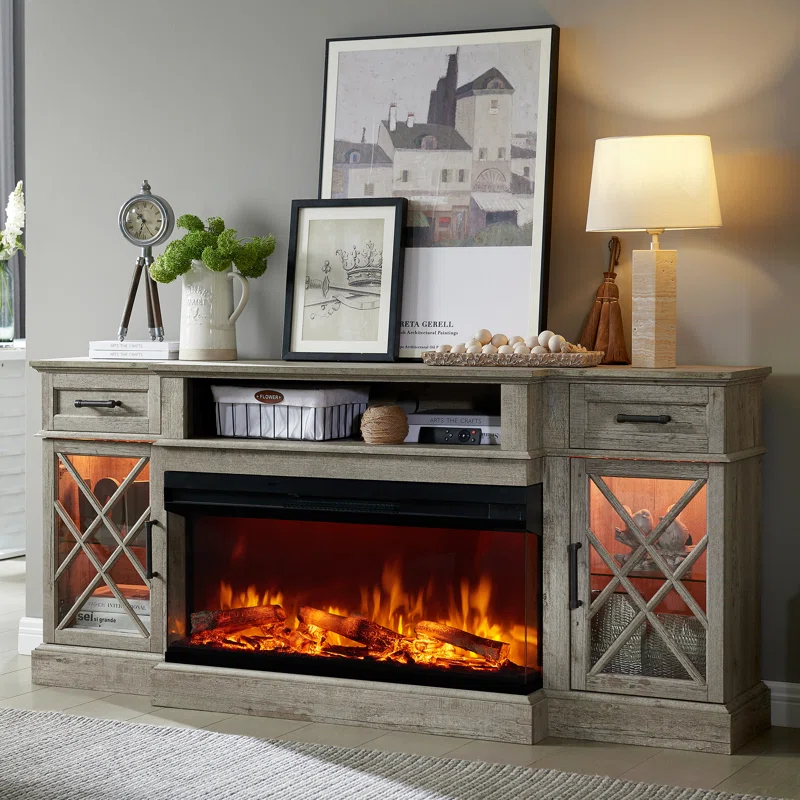 Gaobo Farmhouse Fireplace TV Stand
