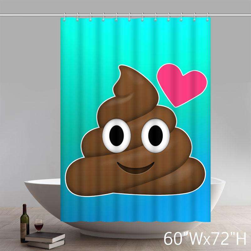 Custom Funny Poop Emoji Print Waterproof Bathroom Shower Curtains