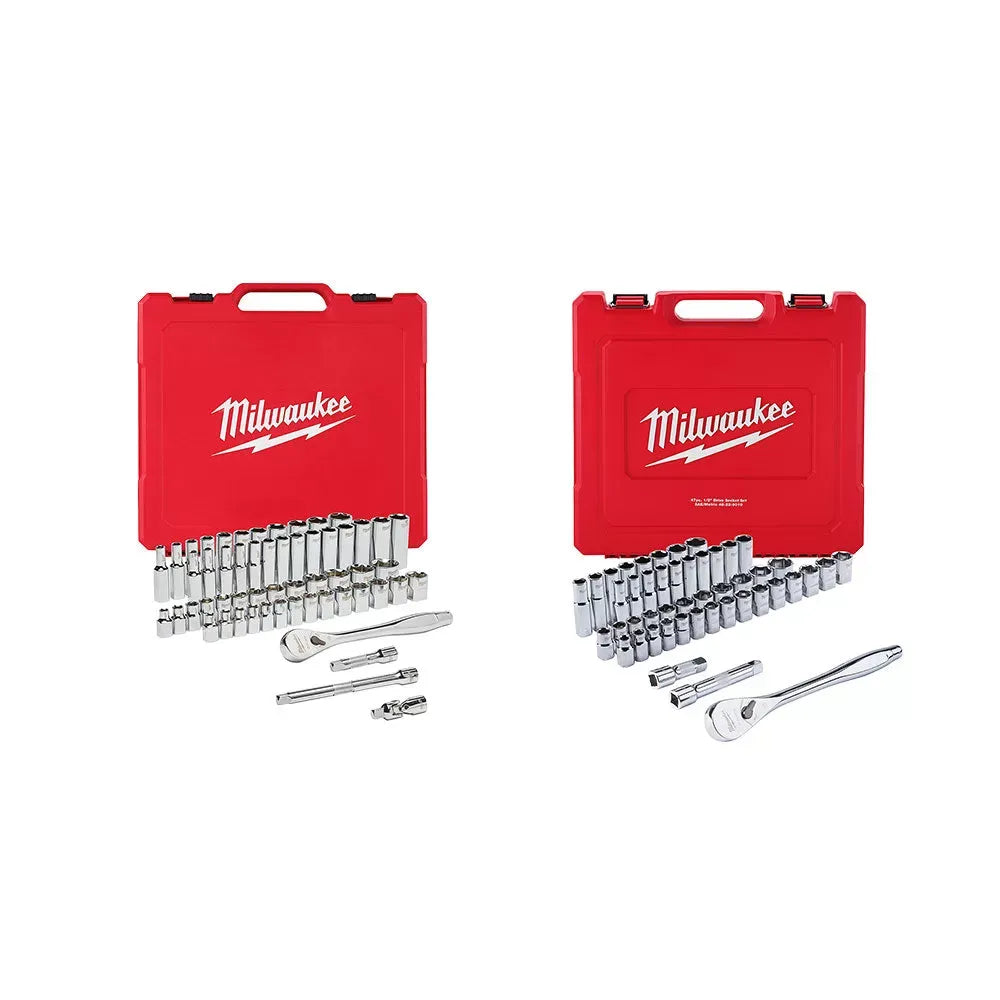 Milwaukee 48-22-90P 3/8" - 1/2" Heavy Duty Ratchets w/ Socket Sets - 103 PC
