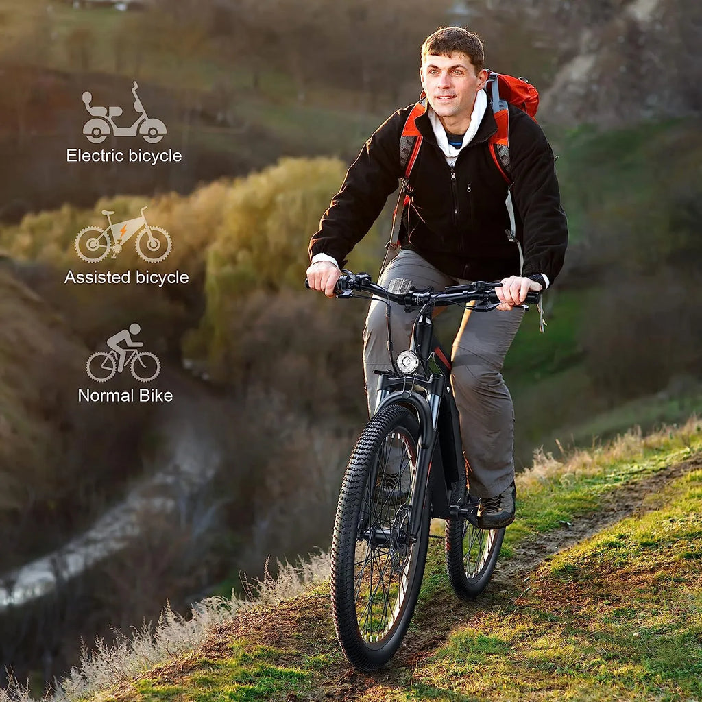 Electric Bike, Electric Bike for Adults 27.5'' E-Bikes with 500W Motor, 21.6MPH Mountain Bike with Lockable Suspension Fork, Removable Battery, Professional 21 Speed Gears Bicycle