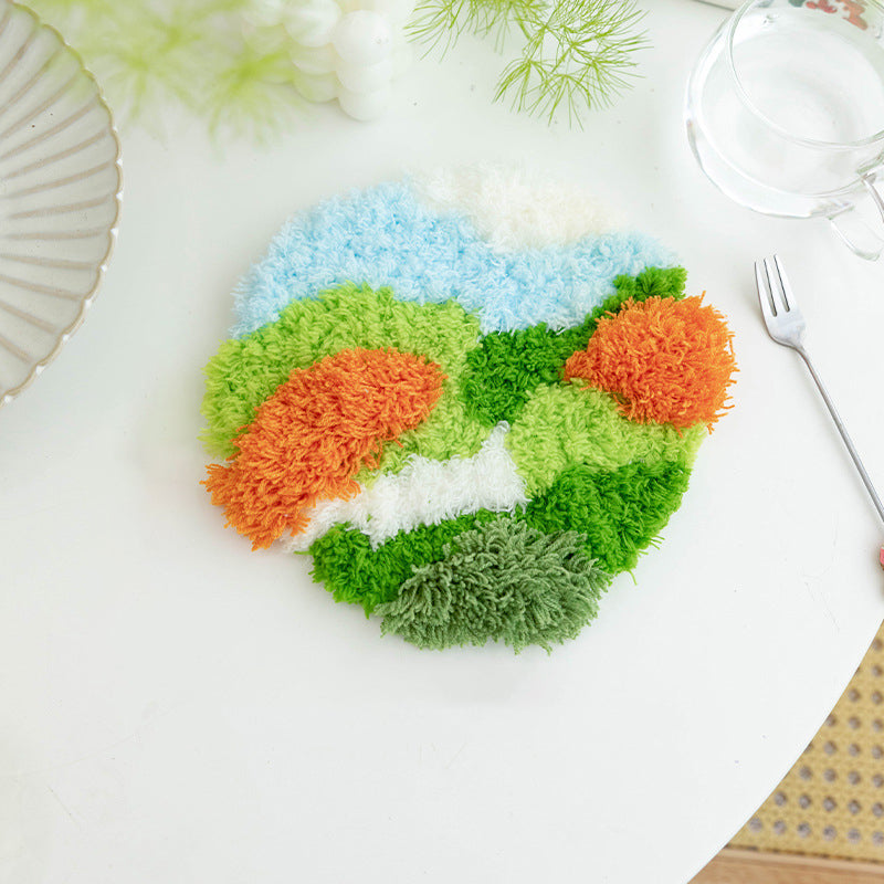 Handmade Moss Rug & Coasters Tufting Coaster Handmade Material Pack Kit